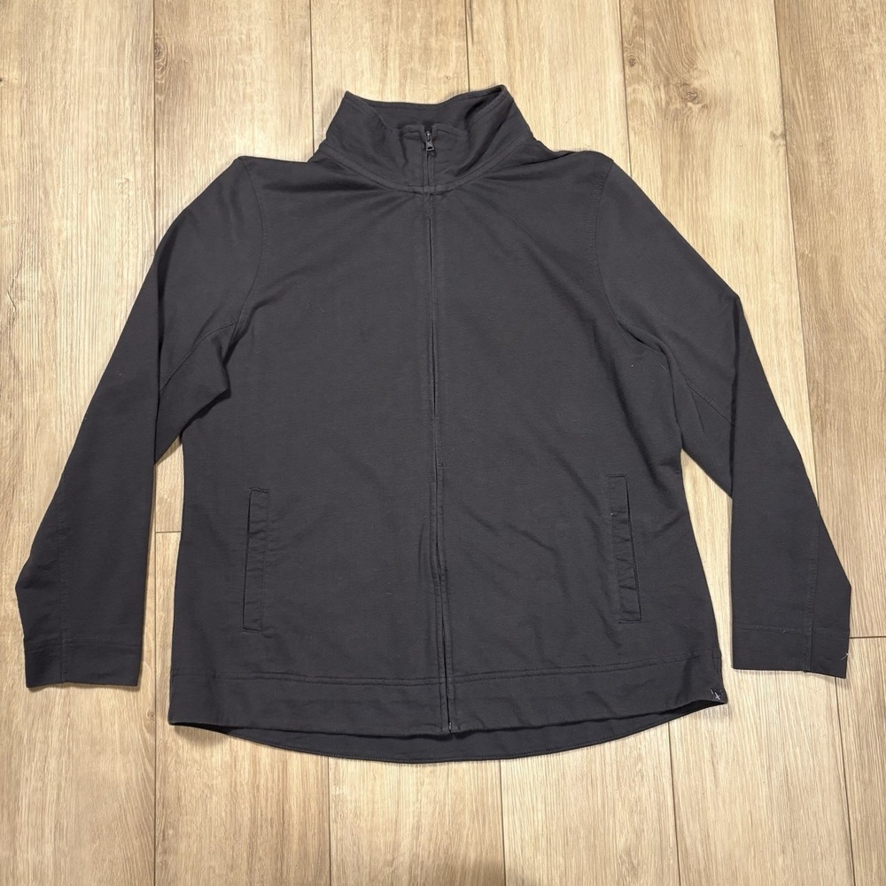 Eddie Bauer Jacket Womens 2XL Gray Full Zip Stretch Lightweight Layer Mock Neck